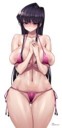 1girls bangs bare_shoulders bikini black_eyes black_hair blush breasts closed_mouth curvaceous curves edit exposed_shoulders feet_out_of_frame female female_only female_solo high_resolution huge_breasts komi-san_wa_komyushou_desu komi_shouko large_breasts long_hair looking_at_viewer navel nipples onomeshin pink_bikini plain_background shiny shiny_hair shiny_skin simple_background solo standing swept_bangs thick_thighs thigh_gap thighs third-party_edit third_party_edit too_small_bikini twitching ultraeditsx very_long_hair white_background