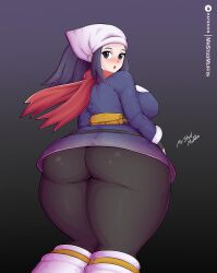 1girls akari_(pokemon) ass big_ass big_breasts breasts bubble_ass bubble_butt huge_ass mrstudmuffin pokemon pokemon_legends:_arceus thick_ass thick_thighs