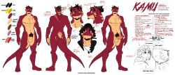 absurd_res balls dragon erection genitals hi_res kamu_(kamudragon) kamudragon male model_sheet muscular muscular_male nude penis scar simple_background solo text