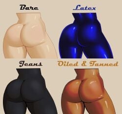 ass ass_focus bare_ass jeans latex oil oiled oiled_skin original tanned tanned_skin vante_light