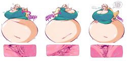 1boy1girl bloated_belly endosoma female female_pred huge_belly huge_breasts hyper_belly male male_prey monstergrotto oc onomatopoeia original_character stomach_noises toxictoothpick vore