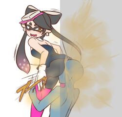 ass bubble_butt callie_(splatoon) fart fart_cloud farting smiling splatoon water_noodle