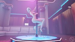 1girls 3d ashe_(overwatch) ass big_breasts bra breasts exposed_breasts female female_only g-string heels high_heels hornywitches3d human large_breasts lingerie money nipples open_bra overwatch pole_dancing seductive short_hair strip_club stripper stripper_pole thong white_hair wide_hips