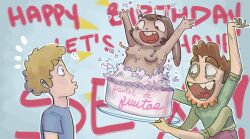 anthro awbwi birthday birthday_cake birthday_candle birthday_sex breasts cake english_text furry in_food nipples rabbit text