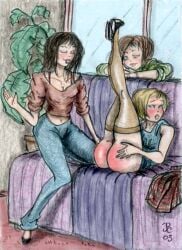 3girls jpc multiple_girls red_ass spanked spanking