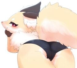 2022 anthro ass black_clothing black_panties black_underwear blush brown_body brown_fur camel_toe canid canine clothing female fluffy fox fur genital_outline kemono looking_at_viewer looking_back mammal multicolored_body multicolored_fur panties pussy_outline rag._(artist) red_eyes shirano solo tan_body tan_fur translated_description underwear white_body white_fur world_flipper