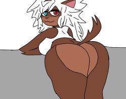 1girls female_only furenna furenna_rose furry furu_flami heterochromia huge_ass no_panties no_pants original original_character presenting_ass solo_female white_background