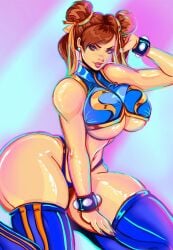 1girls ass big_ass big_breasts breasts capcom chun-li hyper_thighs massive_thighs street_fighter street_fighter_alpha theartofmathew thick_ass thick_thighs thunder_thighs