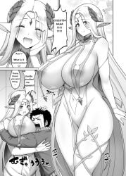 bimbo breast_curtains breasts celestia_(last_origin) cerestia_of_life comic gigantic_breasts handjob huge_breasts hyper_breasts large_breasts last_origin monochrome paizuri penis sex tagme