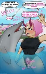 3_eyes animal_genitalia animal_penis begging_for_more blush bodily_fluids breasts cetacean clothing cum cum_in_vagina cum_inside dolphin english_text exhibitionism female female_on_feral feral genital_fluids genitals gradient hair hi_res horn male mammal marine medium_breasts multi_eye onomatopoeia penetration penis pink_hair pool public public_sex pussy risky_sex scorchedrose9 scorchedrose9_(artist) sex short_hair side_shave sound_effects speech_bubble swimsuit_only swimwear tail terebi text thrust_lines thrusting toothed_whale vaginal_penetration zoophilia