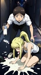 ai_generated ai_video blonde_hair fullmetal_alchemist neon_genesis_evangelion open_mouth shinji_ikari tongue_out video vomit vomiting winry_rockbell
