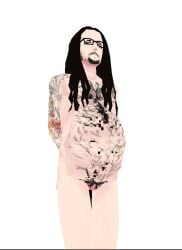 andromorph belly_inflation cuntboy cursed fully_nude glasses hairy hose_in_pussy inflation intersex jonathan_davis low_poly real_person tied_up use_the_blacklist