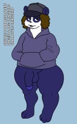2021 anthro bear blue_fur brown_hair cap collaboration cringebird furry genitals hair hat hoodie humanoid_genitalia humanoid_penis nikolai_(cringebird) nonbinary panda penis snapback stubble toonarscontent ursid ursine