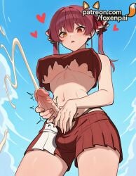 1futa 2025 ai_generated arrow_through_heart artist_name big_breasts big_breasts big_chest blue_sky blush breasts breasts breasts bust busty chest cloud cloudy_sky cock crop_top cum day dick ejaculation erection foxenpai futanari hair_ribbon heart heart-shaped_eyewear heterochromia hi_res high_quality high_resolution highres hololive hololive_japan houshou_marine large_breasts long_hair navel outdoors patreon patreon_username penis pirate_hat projectile_cum red_eyes red_hair red_skirt ribbon sky solo stable_diffusion testicles twintails veins veiny_penis virtual_youtuber watermark yellow_eyes