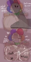 1boy about_to_be_raped after_sex balls big_ass cum cum_in_ass dandy's_world dandy_(dandy's_world) dialogue femboy green_anus humiliation rape roblox solo007_(artist) stuck_in_wall thick_ass writing_on_body writing_on_face