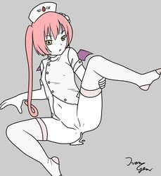 artist_request demon_wings ebola-chan female long_hair nurse nurse_cap pale_skin personification pink_hair