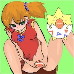 female green_eyes human kasumi_(pokemon) nintendo orange_hair pokemon pokephilia pussy tagme togepi what