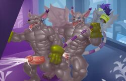 absurd_res anal anal_orgasm anal_sex angel angelgatomon_(angelgato) animal_genitalia animal_penis anthro anthro_penetrating balls bandai_namco big_muscles big_penis black_nose blue_eyes blush bodily_fluids claws clothing cum cum_in_ass cum_inside cum_while_penetrated cumshot digimon digimon_(species) digital_media_(artwork) domestic_cat drooling duo ejaculation erection eye_contact fangs feathered_wings feathers felid feline felis fingers fur gatomon genital_fluids genitals hands-free hi_res humanoid_genitalia humanoid_penis jewelry kittikary lgbt_pride looking_at_another looking_pleasured male male/male male_penetrated male_penetrating male_penetrating_male mammal markings multicolored_body muscular muscular_anthro muscular_male muscular_on_muscular nude open_mouth orgasm paws penetration penis pride_color_accessory pride_colors purple_markings purple_stripes saliva sex smile stripes teeth tongue tongue_out white_body white_fur white_skin white_wings wings