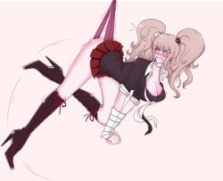 danganronpa female hanging hanging_wedgie junko_enoshima tagme vixiart wedgie