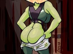 big_ass chszan_chan focus_on_ass panties pants_down peridot_(gem) peridot_(steven_universe) ripped_bodysuit ripped_clothing steven_universe tagme