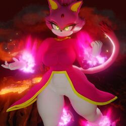 3d 3d_(artwork) 3d_artwork badelynge3d blaze_the_cat blaze_the_cat_(reivene3d) burning_blaze cat_ears cat_girl cat_tail eyelashes gem_on_forehead glowing_eyes lava sega sonic_(series) sonic_the_hedgehog_(series) thick_butt thick_hips thick_legs thick_thighs thin_waist volcanic_setting voluptuous voluptuous_anthro voluptuous_female white_pants wide_hips wide_thighs yellow_eyes
