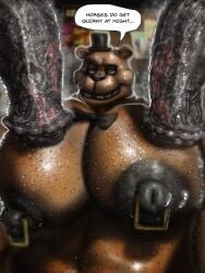 animal_genitalia animal_penis animatronic anthro bara bara_tits barazoku bear bodily_fluids breasts busty busty_boy clothing comic dialogue equid equine equine_genitalia equine_penis erect_nipples five_nights_at_freddy's five_nights_at_freddy's_2 flared_penis freddy_(fnaf) furryonline1 gay genitals group hat headgear headwear hi_res hohohonse horse horsecock looking_at_viewer machine male male/male male/male/male male_breasts male_tits male_with_breasts mammal musk musk_clouds musky_penis necktie nipple_piercing nipples penis piercing robot scottgames shitpost sweat sweaty_breasts sweaty_genitalia sweaty_pecs trio vein veiny_penis