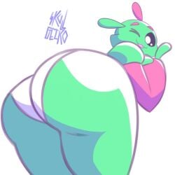 alien alien_girl alien_humanoid alien_only ass big_ass big_butt booty butt_focus green_body green_skin sploot sploot_(unknownspy) thick thick_ass thick_hips thick_legs thick_thighs ufo unknownspy