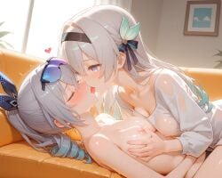 ai_generated firefly_(honkai:_star_rail) honkai:_star_rail honkai_(series) kissing nipples nude silver_wolf_(honkai:_star_rail) yuri