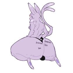 anthro ass_bigger_than_head ass_focus back_view big_ass big_butt breasts bubble_butt canine digging_up_in_they_ass domestic_cat domestic_dog eeveelution espeon fat_ass feline femboy feminine_male looking_at_another male mammal man_boobs nipple_piercing nipples oc original_character plain_background scratches sideboob sitting thick_thighs wide_hips