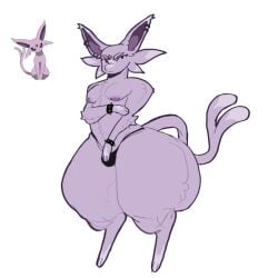 angry anthro big_ass big_butt breasts canine domestic_cat domestic_dog espeon fat_ass feline femboy feminine_male huge_thighs looking_at_viewer male mammal man_boobs nipple_piercing nipples oc original_character plain_background thick_thighs thong wide_hips