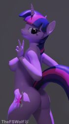 anthro female female_focus female_only looking_at_viewer looking_back looking_back_at_viewer mlp_g4 my_little_pony my_little_pony_friendship_is_magic pony purple_body purple_eyes purple_fur purple_hair purple_lipstick purple_nipples smile smile_at_viewer smiley_face smiling smiling_at_viewer solo solo_anthro solo_female solo_focus tattoo_on_butt thefswolf twilight_sparkle_(mlp) voluptuous voluptuous_anthro voluptuous_female