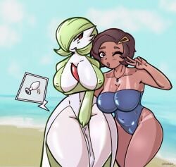 anal beach gardevoir milf plug_(sex_toy) pokemon pokemon_(species) rathart swimsuit tan_body tan_skin