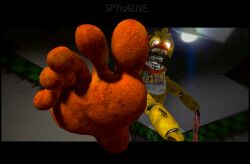 3d 3d_(artwork) 3d_model 3d_render accurate_art_style accurate_body_type accurate_proportions animatronic artist_name broken chica_(fnaf) chicken feet feet_focus female five_nights_at_freddy's five_nights_at_freddy's_2 fnaf fnaf_2 foot_fetish foot_focus humanoid_feet no_hands render scary_face scottgames shaded solo spyisalive video_game_character video_games withered withered_chica