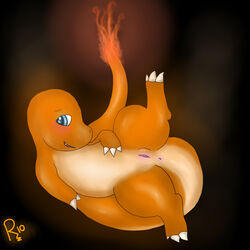 2010 artist_request charmander color female female_only fire nintendo pokémon_(species) pokemon pokemon_rgby solo tail tail_fire vulva