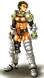 1boy abs armor bara bound_penis erection human lord_knight male male_only muscle partially_clothed penis ragnarok_online solo tagme testicles