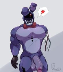 1boy 2025 anthro baxter7020 ears fit fit_male five_nights_at_freddy's five_nights_at_freddy's_2 fnaf heart large_balls large_dick large_penis large_testicles looking_at_viewer male male_only missing_arm muscular muscular_male one_arm penis robot solo speech_bubble wire wires withered_bonnie