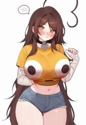 1girls big_breasts brown_eyes brown_hair choker female female_focus female_only fully_clothed heart heart-shaped_pupils not_porn sfw sky_(skyaboveme) skyaboveme virtual_youtuber