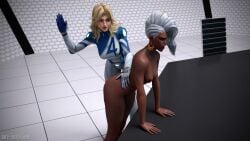 2girls 3d african african_female ass barefacedcheek bent_over femdom invisible_woman invisible_woman_(marvel_rivals) marvel marvel_rivals naughty punishment slapping_butt spank spanked spanking storm_(marvel_rivals) storm_(x-men) sue_storm video_games