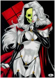 1girls big_breasts cape chaos_comics coffin_comics death_(personification) divine_slut dominant_female ed_benes_studio grim_reaper lady_death latex_bra latex_gloves latex_thong long_hair queen_of_the_dead red_lipstick rudimar_patrocinio solo_female solo_focus tagme white_body white_hair white_skin