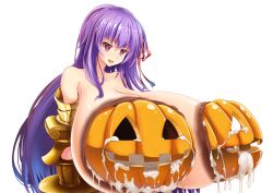 artist_request a狼子 fate/grand_order fate_(series) gaping_nipples hair huge_breasts huge_nipples hyper hyper_breasts hyper_insertion hyper_nipples jack-o'-lantern lactation large_areolae long_hair nipple_insertion nipple_penetration passion_lip pumpkin purple purple_hair 接受约稿ing