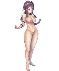 1girls bare_legs barefoot black_nails breasts choker completely_nude earrings edit female female_only female_pubic_hair fire_emblem fire_emblem_fates fire_emblem_heroes grin large_breasts legs long_hair looking_at_viewer nail_polish nintendo nipples nude nude_female nude_filter pubic_hair purple_eyes purple_hair pussy samuraijam34 smile solo transparent_background