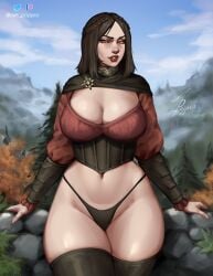 1girls 2023 ave_poppea curvaceous curvy_female curvy_figure hi_res panties seductive_look serana short_hair skyrim the_elder_scrolls vampire voluptuous voluptuous_female