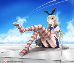 1boy balls balls_under_clothes clothing danraz0r erect_penis erection femboy kantai_collection light-skinned_male light_skin long_hair male male_focus male_only penis penis_under_clothes rule_63 shimakaze-kun shimakaze_(kantai_collection) solo solo_male testicles thighhighs trap