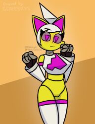 1girls female female_focus female_only geometry_dash gloves remake robot robot_girl stockings triangle_eyes trianna_(yellolight) yellolight