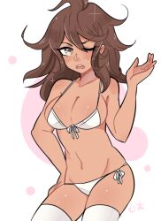 bikini bikini_bottom bikini_top breasts danganronpa danganronpa_2:_goodbye_despair female_only kokomidraws large_breasts owari_akane skimpy_bikini straight_hair super_danganronpa_2 tanned tanned_female tanned_skin thighhighs white_bikini