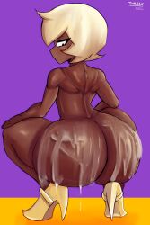 1girls ass big_ass big_butt blonde_hair bubble_butt butt cartoon_network cum cum_on_ass dark-skinned_female dark_skin dat_ass fat_ass female female_only heels huge_ass huge_butt looking_at_viewer looking_back nude nude_female ok_k.o.!_let's_be_heroes shoes solo squatting thick_ass thick_thighs tool01k yellow_technique