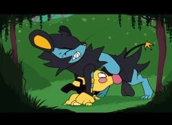 . animated animated_gif big_ass cum cum_in_mouth feral forced gay knot knotting luxray male/male male_only oral penis pichu pokémon_(species) pokemon pokemon_(species) roksim