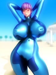 1girls 286c 3d ayane_(doa) big_breasts breasts dead_or_alive female female_only hourglass_figure human large_breasts light-skinned_female light_skin metroid outdoors purple_hair red_eyes short_hair zero_suit zero_suit_samus_(cosplay)