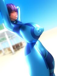 1girls 286c 3d ayane_(doa) big_breasts breasts dead_or_alive female female_only hourglass_figure human large_breasts light-skinned_female light_skin metroid outdoors purple_hair red_eyes short_hair zero_suit zero_suit_samus_(cosplay)