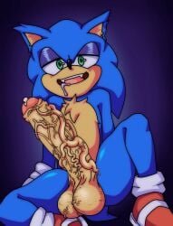 absurd_res anthro balls bcboy big_balls big_genitalia big_penis blue_body blue_fur bodily_fluids chest_fur clothing cum ear_fur eulipotyphlan exposed_torso footwear fur genital_fluids genitals gloves green_eyes handwear hedgehog hi_res humanoid looking_at_viewer male male_focus male_only male_solo mammal narrowed_eyes penis presenting presenting_balls presenting_penis saliva saliva_on_face seductive sega smile smiling_at_viewer smirk socks solo solo_focus solo_male sonic_(series) sonic_the_hedgehog sonic_the_hedgehog_(series) tagme_(artist) vein veiny_balls veiny_penis